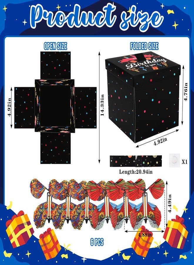 Blinket Flying Butterfly Explosion Gift Box with 6 Pcs Flying Butterflies, Surprise Happy Birthday Day Gift Box with Butterfly， Surprise Cake Boxes for Birthday Occasions - Image 2